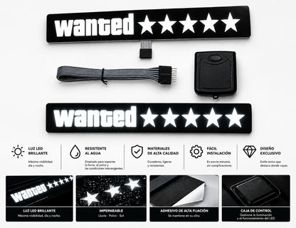 Letrero LED Personalizable - Wanted 5 Estrellas